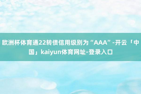欧洲杯体育通22转债信用级别为“AAA”-开云「中国」kaiyun体育网址-登录入口