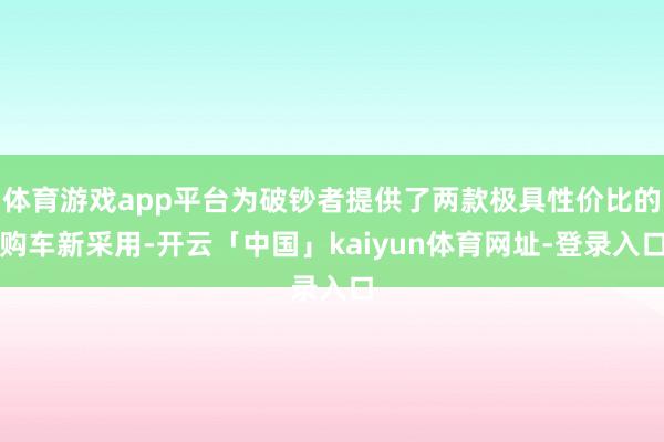 体育游戏app平台为破钞者提供了两款极具性价比的购车新采用-开云「中国」kaiyun体育网址-登录入口