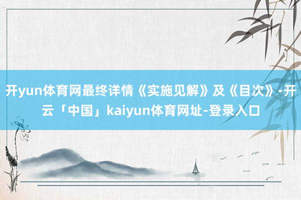 开yun体育网最终详情《实施见解》及《目次》-开云「中国」kaiyun体育网址-登录入口