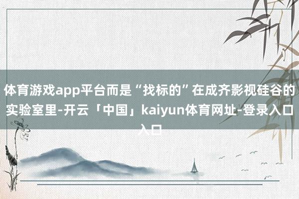 体育游戏app平台而是“找标的”在成齐影视硅谷的实验室里-开云「中国」kaiyun体育网址-登录入口
