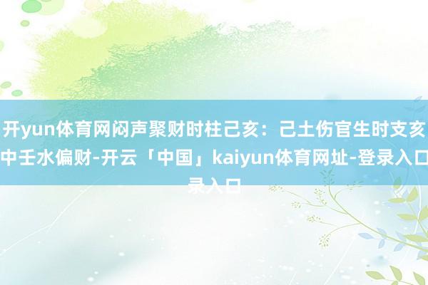 开yun体育网闷声聚财时柱己亥：己土伤官生时支亥中壬水偏财-开云「中国」kaiyun体育网址-登录入口