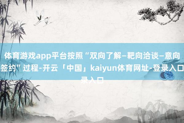 体育游戏app平台按照“双向了解—靶向洽谈—意向签约”过程-开云「中国」kaiyun体育网址-登录入口