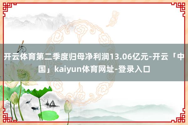 开云体育第二季度归母净利润13.06亿元-开云「中国」kaiyun体育网址-登录入口