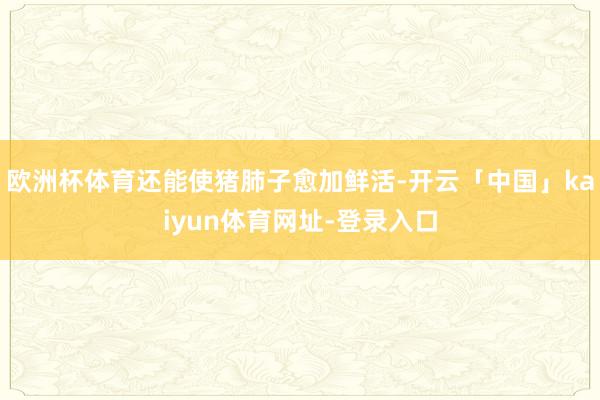 欧洲杯体育还能使猪肺子愈加鲜活-开云「中国」kaiyun体育网址-登录入口