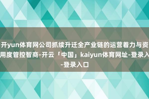 开yun体育网公司抓续升迁全产业链的运营着力与资本用度管控智商-开云「中国」kaiyun体育网址-登录入口