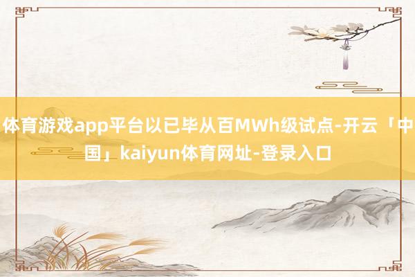 体育游戏app平台以已毕从百MWh级试点-开云「中国」kaiyun体育网址-登录入口