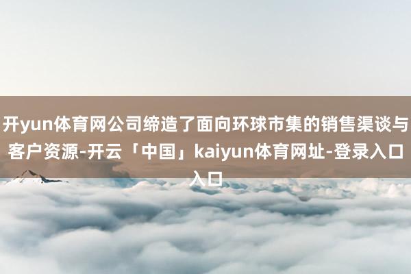 开yun体育网公司缔造了面向环球市集的销售渠谈与客户资源-开云「中国」kaiyun体育网址-登录入口