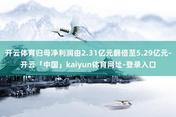 开云体育归母净利润由2.31亿元翻倍至5.29亿元-开云「中国」kaiyun体育网址-登录入口